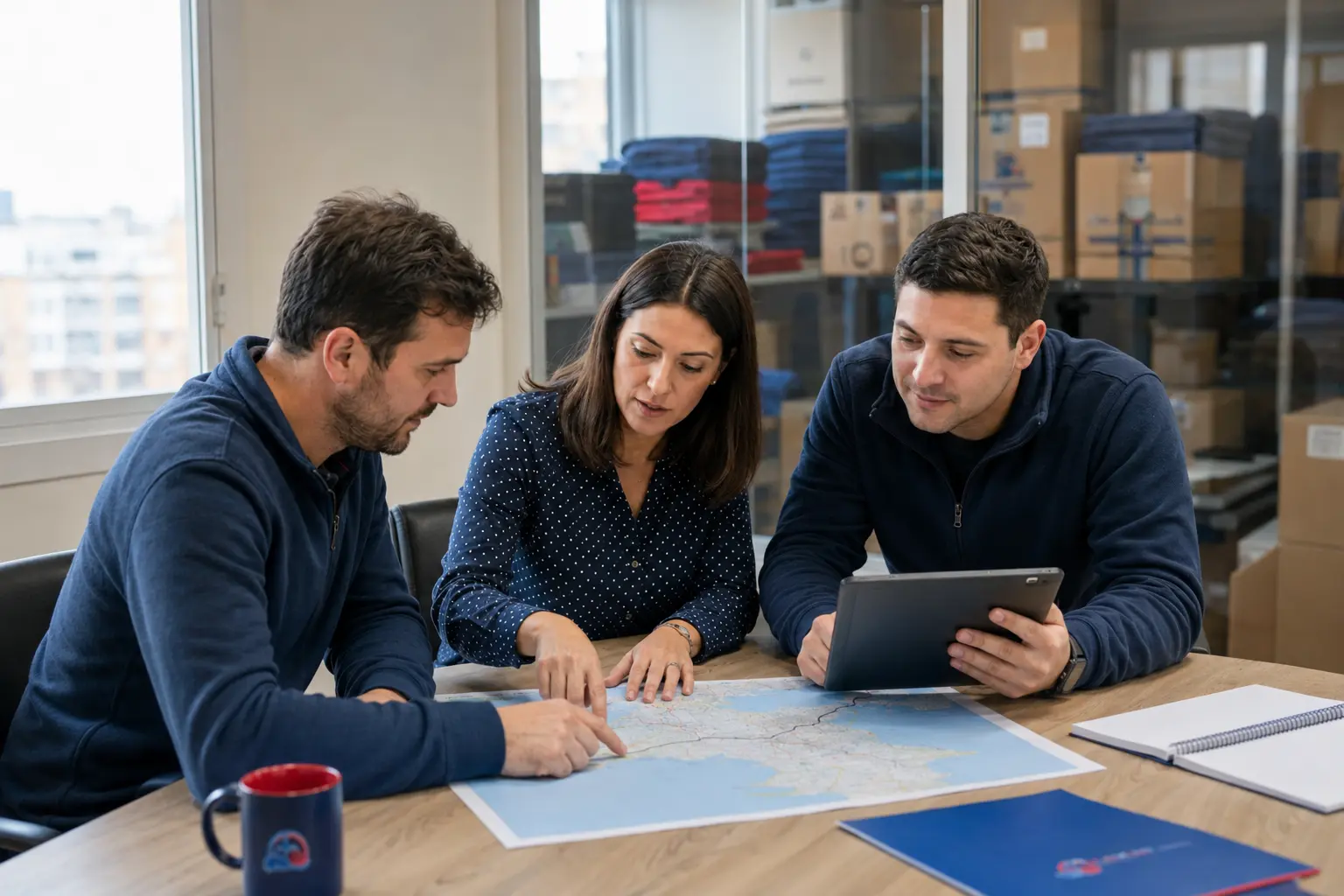 Professionnels coordonnant les détails d’un déménagement international